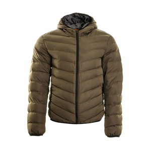 Men's Casual Winter Stand Collar Hooded Puffer Quilted Padded Bomber <b>Parka</b> Coat Zipper Solid Worsted OEM Service Available - Product Image 4