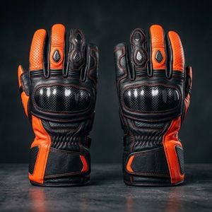Guantes de Motociclismo Transpirables de Cuero, con Absorción de Impactos, Pantalla Táctil, Nudillos Rígidos y Antideslizantes - Product Image 1