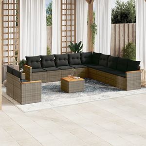 Conjunto de Sofás de Jardín de Ratán Moderno, Muebles de Exterior para 10 Personas, Color Gris Oscuro, Diseño Contemporáneo - Product Image 3