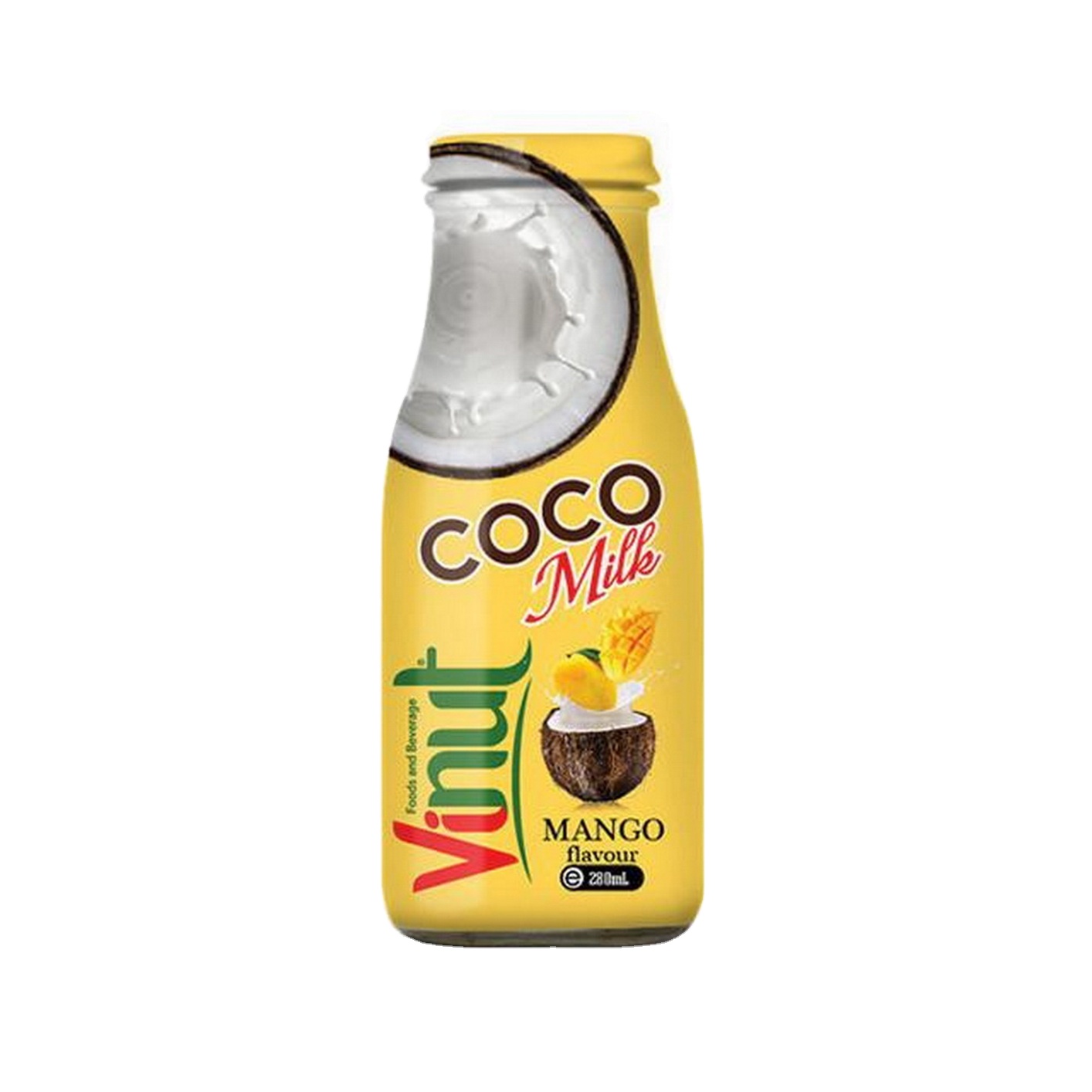 280ml VINUT Glass Bottle Coconut milk with Mango OEM service Sellers diet soft drink Low-Carb Halal Certified Vietnam