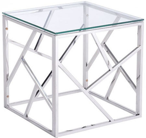 Mesa de Centro de Diseño Único con Acabado Metálico Antiguo y Tapa de Vidrio, Muebles Modernos para Sala de Estar, Decoración para el Hogar en Oferta - Product Image 1