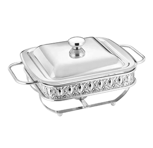 Chaféron rond de couleur or massif avec un piédestal large. Robuste, radiant et de qualité supérieure pour hôtel, restaurant, mariage, fête ou maison - Product Image 3