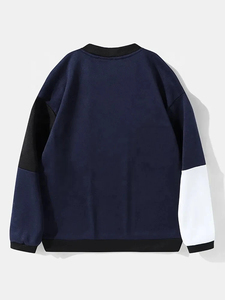 Sweat-shirt polaire 100 % coton pour homme avec logo brodé, respirant, color block, collection automne, vente en gros OEM - Product Image 3