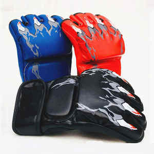 Gants de MMA en cuir de vachette de haute qualité pour le kick-boxing et le grappling, logo personnalisé, utilisables en extérieur, demi-doigts - Product Image 6