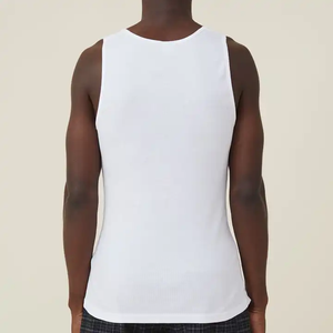 Camiseta sin mangas acanalada personalizada para hombre con bordado en el cuello, chaleco básico, camiseta interior de algodón, ropa deportiva informal, transpirable y de secado rápido. - Product Image 3