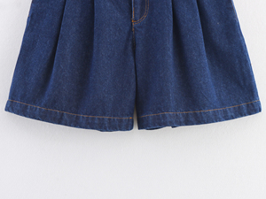 Shorts de Mezclilla de Cintura Alta con Cinturón, Corte Holgado, Estilo Casual para Mujer - Product Image 4