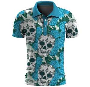 Men's Casual <b>Gothic</b> Skulls Pattern Short Sleeve for <b>Shirt</b> Digital Printed 100% Cotton Knitted Fabric Breathable Regular Fit - Product Image 2