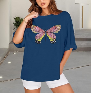 T-shirt pour femme de haute qualité, 100% coton, respirant, épais, surdimensionné, imprimé sur mesure, décontracté, pour la saison printanière - Product Image 2