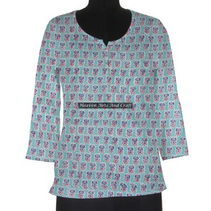 Tunique de créateur en coton indien imprimé à la main pour femmes, tunique hippie, tunique en gros - Product Image 1