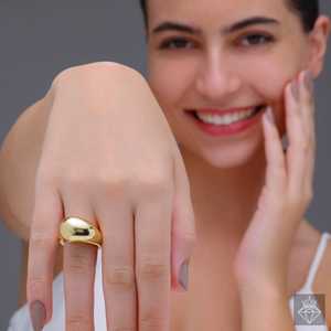 แหวนทองป้องกันการเสื่อมเสียปรับขนาดได้สไตล์เม็ดมะม่วงหิมพานต์ที่ทันสมัย - Product Image 1