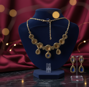 Collier multiforme en CZ bleu, argent sterling 925 plaqué or 18 carats, collier de 16 pouces, bijoux de soirée, cadeau pour elle - Product Image 3