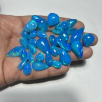 Ópalo Welo Natural Genuino, Corte Pera, Calidad Súper Fina, Multicolor, con Destello Azul Pryba, Tratado con Humo, Gemas Hasnain para Joyería