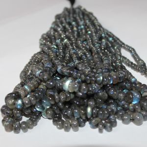 6mm 8mm 10mm Natural Labradorite Stone Smooth Rondelle Gemstone Beads IGI Certified AAA+ Quality Gray for Jewelry Making Online - Product Image 2