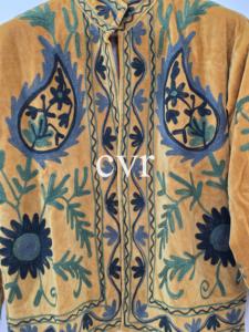 Manteau vintage en velours brodé, col mandarin, manches longues, motif floral, fait main, pour femme adulte, vêtement d'extérieur décontracté d'automne - Product Image 5