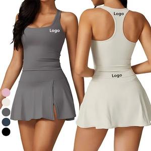 Women Tennis <b>Skirts</b> 2 Piece Suit Clothing Yoga Set Gym Tennis Suit Set Tennis <b>Skirt</b> - Product Image 1