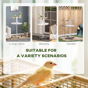 Soporte Redondo para Pájaros con Ruedas, Perchas y Comederos para Loros, Accesorios para Aves - Product Image 3