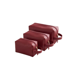 Ensemble de trousses de maquillage en PU rouge avec fermeture éclair et poignée souple, trousse de maquillage portable pour les voyages et l'usage quotidien - Product Image 6