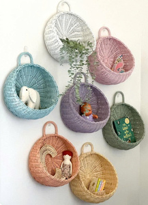 Wholesale <b>Round</b> Rattan Wall Hanging <b>Basket</b> <b>Wicker</b> Wall Organizer Natural Woven Wall Storage <b>Basket</b> Boho Home Decor - Product Image 4