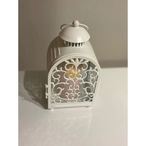 Farol de vela moderno de lujo, grande, de metal, color blanco, hecho de alambre de hierro, para decoración del hogar y bodas, faroles decorativos de mesa. - Product Image 4