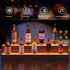 Espositore per bottiglie di liquore in noce illuminata da 37 pollici con illuminazione fai da te da casa Bar per festa telecomando autoportante in 2 fasi - Product Image 3