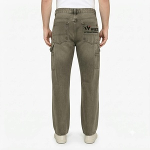 WIZE INTERNATIONAL <b>Men's</b> Olive <b>Green</b> Straight Fit <b>Cargo</b> <b>Pants</b> High Waist Button Fly Multiple Pockets Workwear Style Autumn - Product Image 2
