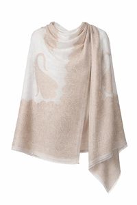 Châle en cachemire et laine fine VIC pour femme, motif cachemire taupe, élégant, finition brillante, idéal pour l'hiver et le quotidien - Product Image 6