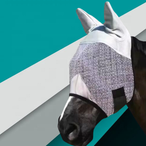 Masque anti-mouches de luxe en maille de polyester avec doublure en satin pour les courses de chevaux et l'équitation Tailles et couleurs personnalisables - Product Image 2