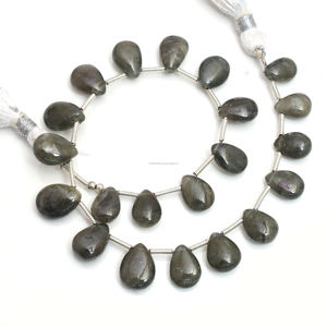 Vente en gros de perles lisses en sillimanite noire naturelle en forme de poire, brin de 8 pouces, 5x7 à 9x12 mm, pour la fabrication de bracelets, de colliers et de bijoux - Product Image 3