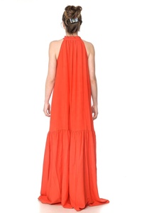 Alluring Party Wear Mum & Me Matching Red Sleeveless Loose & light Weight Long Maxi Dress Set Crafted With Soft Cotton Fabric - Product Image 3