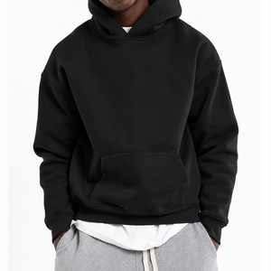 Sweat à capuche oversize pour homme avec cordon de serrage, capuche croisée, épaules tombantes, poche frontale et poignets côtelés - Product Image 5
