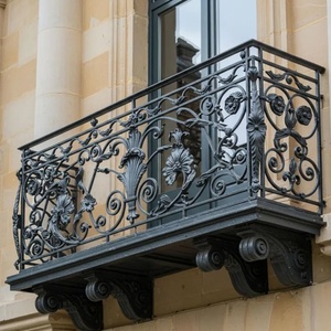 <b>Flooring</b>-Mounted Modern Solid Iron Balcony Railing Anti-Theft Rust Resistant Design Villa Outdoor Use DIY Installation 3-Year - Product Image 2