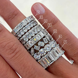 แหวนเพชรโมอิสสีเงินโมอิสซาไนต์ประดับเพชรหลายรูปทรงสำหรับงานหมั้นการตัดมรกต - Product Image 1