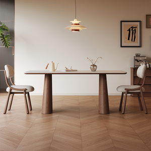 Tavolo da Pranzo Moderno in Stile Mid-Century in Pietra Sinterizzata Travertino, Colore <span class=keywords><strong>Noce</strong></span>, Rettangolare, Design Esclusivo - Product Image 3