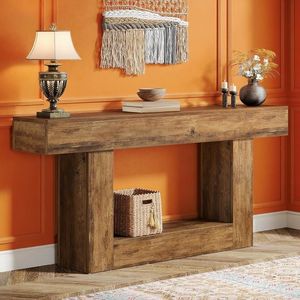 Consolle a 2 livelli in legno per ingresso e divano, ideale per l'arredamento della casa - Product Image 2
