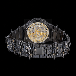 Montre mécanique incrustée de diamants noirs, bracelet bicolore, montre-bracelet, bijoux de luxe à la mode - Product Image 2