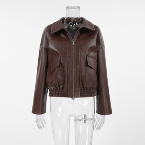 Chaqueta de Cuero Genuino para Mujer, Transpirable, Personalizada al por Mayor, con Logotipo Bordado, Estilo Motero, Ropa Exterior de Moda para Motocicleta, OEM - Product Image 1