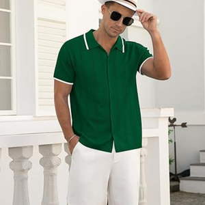 Camisa Polo de Punto Casual Vintage de Manga Corta para Hombre, Camisa de Playa de Verano con Botones - Product Image 6