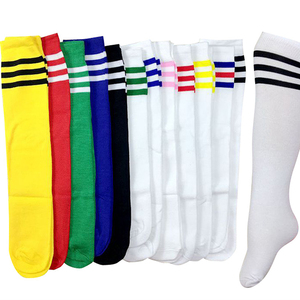 <b>Knee</b> <b>High</b> <b>Socks</b> Striped Cotton Breathable Casual Adults Summer White Black Blue <b>Red</b> Green Yellow Pink Stripe Pattern - Product Image 1