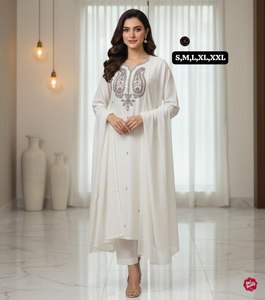 Nouvelle collection exclusive de Salwar Kameez pour femmes pour les festivals de Navratri et Diwali, en soie Chanderi, longueur 48 pouces - Product Image 4