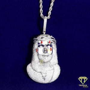 Custom Jesus Head Hip Hop Pendant for Men with Hand Set Moissanite Diamonds and 925 Silver Jewelry - Product Image 4