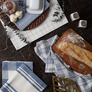 Serviettes de cuisine en coton texturé rayé, antimicrobiennes, de style unique et luxueux, à séchage rapide, compressées, vente en gros - Product Image 6