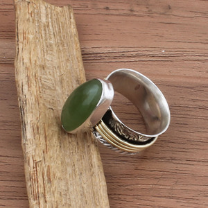 Anillo de Jade Verde Natural, Plata de Ley 925, Anillo de Tres Capas, Anillo de Boda para Mujer y Hombre, Amuleto de la Suerte, Joyería al por Mayor - Product Image 5