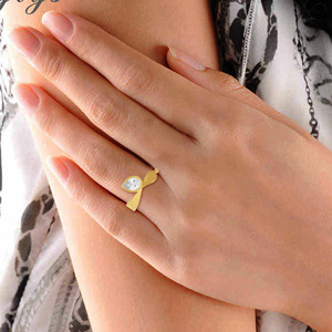 Modern Gold Plated Pear Cut Crystal <b>Adjustable</b> <b>Ring</b> for Women Minimalist Twist Band Finger <b>Ring</b> - Product Image 2