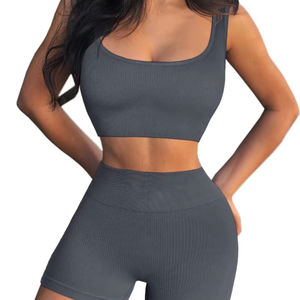 Conjuntos Deportivos de Verano 2027 para Mujer, Diseño Personalizado, 2 Piezas, Ropa de Yoga con Sensación de Segunda Piel, Manga Corta y Pantalones Cortos de Fitness - Product Image 5