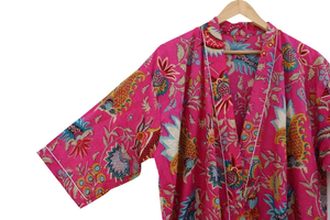 Bata Kimono con Estampado de Dibujos Animados para Mujer, de Algodón Suave y Transpirable, Camisón de Verano Hecho a Mano, ODM, Cuello en V, Cintura Elástica, Largo Completo/Hasta la Rodilla - Product Image 3