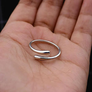 Bague ouverte ajustable en forme de goutte d'eau, en argent sterling 925, bijoux minimalistes pour femme, cadeau pour la Saint-Valentin, cadeau pour demoiselle d'honneur - Product Image 5