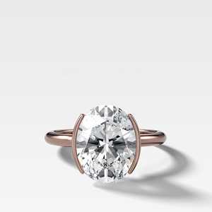 3 CT CVD Oval Lab Grown Diamond Half Bezel <b>Ring</b> 10K 14K 18K Solid Gold 925 <b>Silver</b> 1.7mm Band Solitaire Engagement <b>Ring</b> Wholesale - Product Image 3
