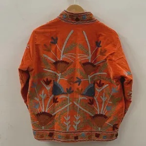 Velvet Floral Suzani Embroidered Jacket Uzbek Folk Festival Coat with Cotton Filling for Bomber <b>Duster</b> Outerwear At Cheap Price - Product Image 2