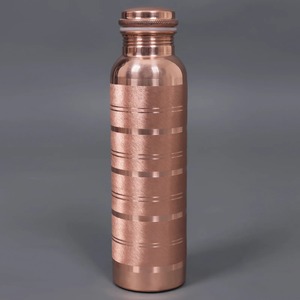 Copper Water Bottle Solid Color Screw-On Lid <b>Reusable</b> Travel <b>Mug</b> Traditional Chinese Design Single Wall Metal Unisex - Product Image 4
