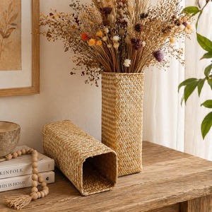 Long Planter Rattan Vase Style Decorative Flower <b>Pot</b> <b>Holder</b> For Home Garden Balcony Indoor Outdoor Modern Boho Storage Decor - Product Image 1